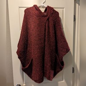 Red shirt sleeve poncho